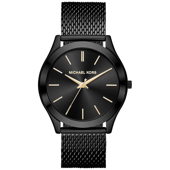 Oversized Slim Runway Men's Watch, Stainless Steel Watch for Men Black Mesh